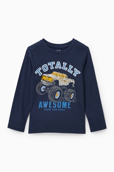 Kinderen - Longsleeve - glanseffect - donkerblauw