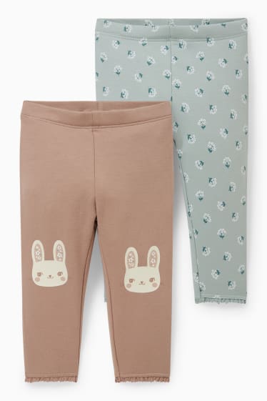 Bébés filles - Lot de 2 - leggings chauds pour bébé - marron clair