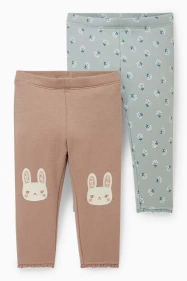 Bébés - Lot de 2 - leggings chauds pour bébé - marron clair