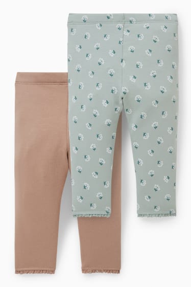 Bébés - Lot de 2 - leggings chauds pour bébé - marron clair