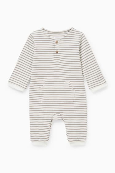 Babys - Baby-Jumpsuit - gestreift - cremeweiß