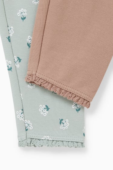 Bébés - Lot de 2 - leggings chauds pour bébé - marron clair