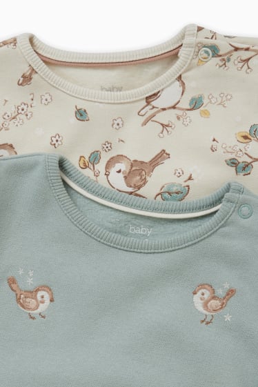 Babys - Set van 2 - babysweatshirt - groen / beige