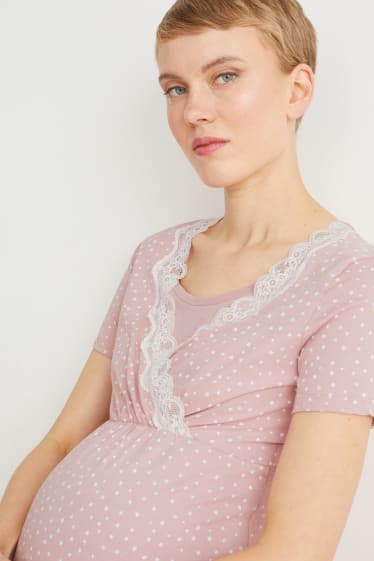 Dames - Voedingsnachthemd - met patroon - roze