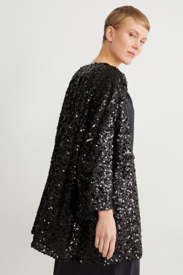 Women - Sequin kimono - shiny - black