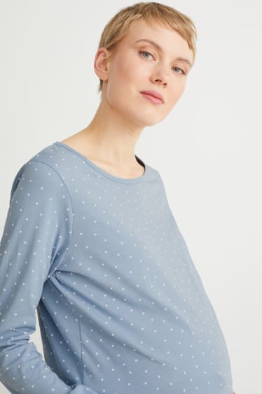 Damen - Still-Pyjama - gepunktet - hellblau