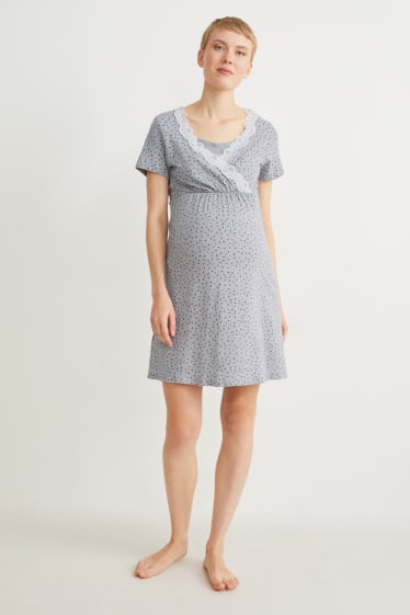 Donna - Confezione da 2 - camicia da notte per allattamento - grigio