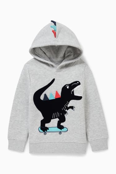 Bambini - Dinosauri - felpa con cappuccio - grigio chiaro melange