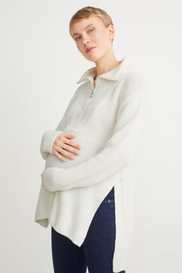 Dámské - Těhotenský svetr - krémově bílá