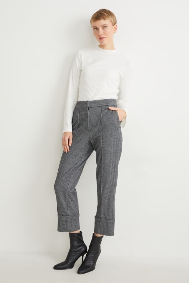 Femei - Pantaloni de stofă - talie medie - tapered fit - gri închis