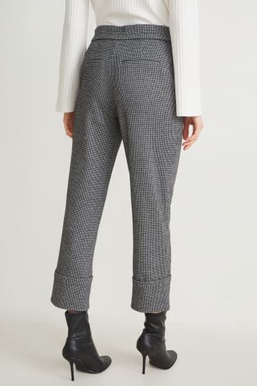 Women - Cloth trousers - mid-rise waist - tapered fit - dark gray