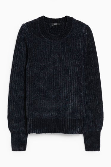 Femmes - Pullover en maille chenille - bleu foncé