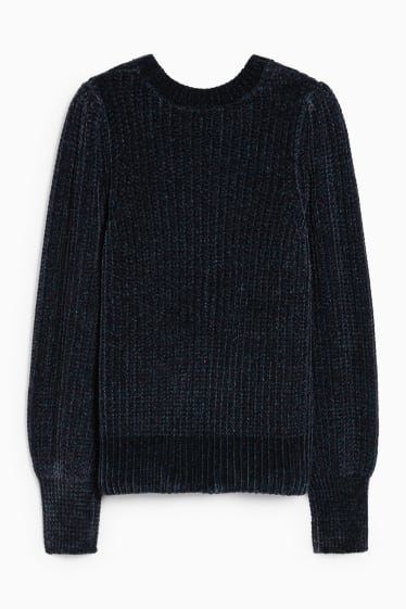 Femmes - Pullover en maille chenille - bleu foncé