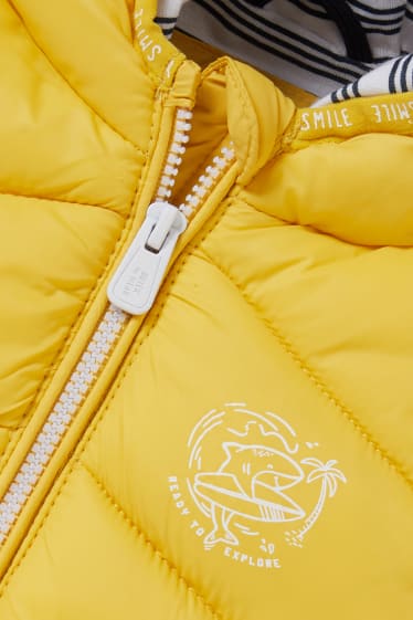Miminka - Prošívaná vesta s kapucí pro miminka - žlutá