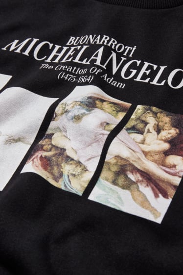 Tieners & jongvolwassenen - CLOCKHOUSE - sweatshirt - Michelangelo The Creation of Adam - zwart