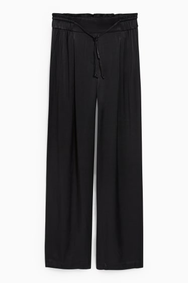 Mujer - Pantalón de tela - high waist - wide leg - negro