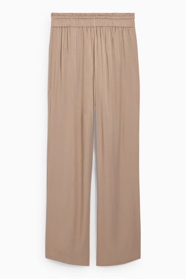 Damen - Stoffhose - High Waist - Wide Leg - beige