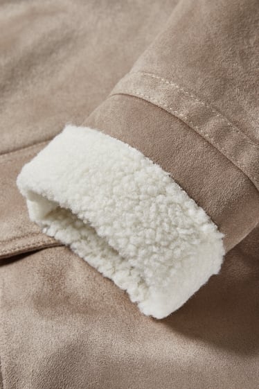 Bărbați - Geacă din piele shearling sintetică - imitație de piele întoarsă  - taupe