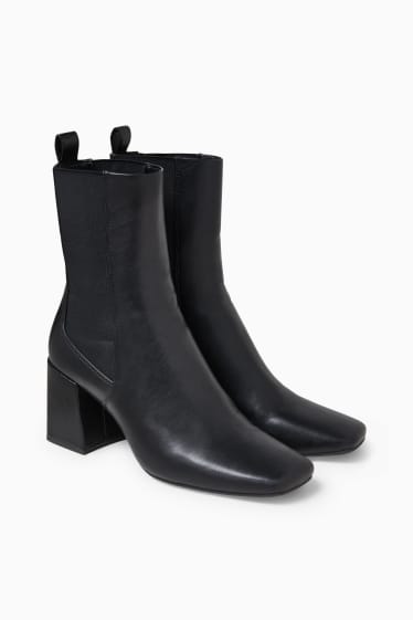 Damen - Stiefeletten - Lederimitat - schwarz