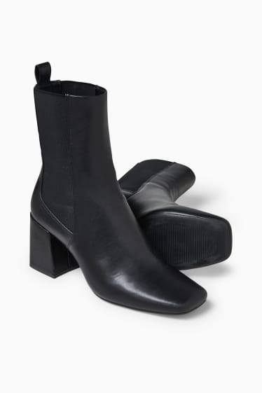 Damen - Stiefeletten - Lederimitat - schwarz