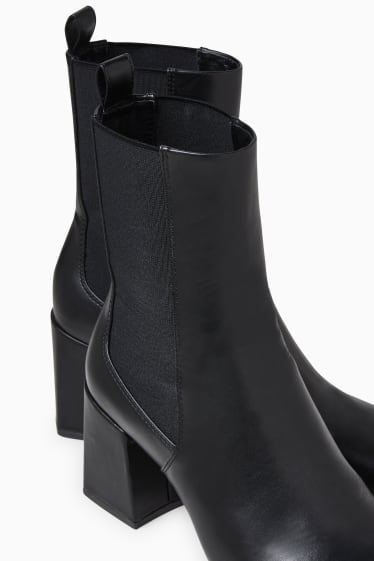 Damen - Stiefeletten - Lederimitat - schwarz