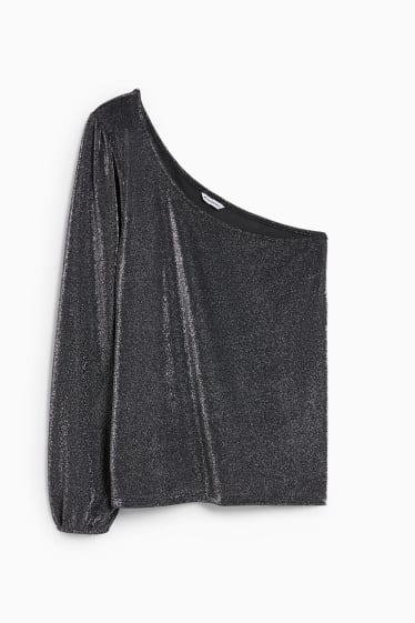 Women - CLOCKHOUSE - long sleeve top - shiny - black
