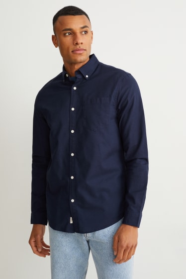 Uomo - Camicia - regular fit - button down - blu scuro