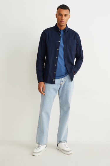 Hommes - Chemise - regular fit - col button-down - bleu foncé