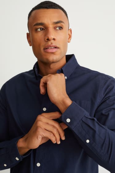 Hommes - Chemise - regular fit - col button-down - bleu foncé