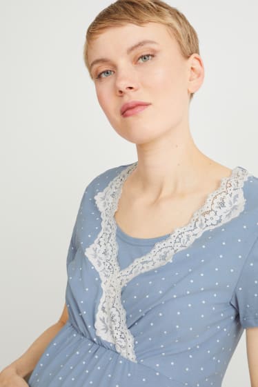 Femmes - Chemise de nuit d’allaitement - à pois - bleu clair