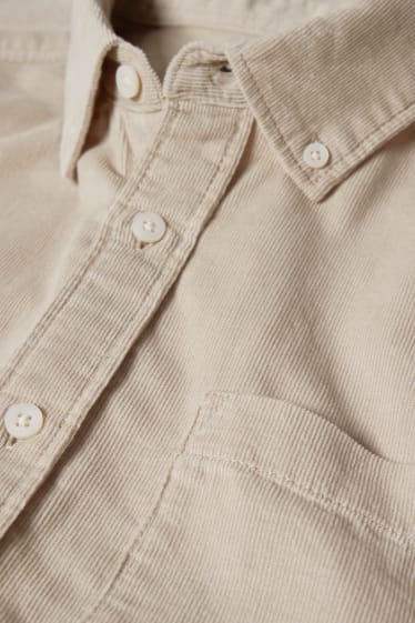 Pánské - Manšestrová košile - regular fit - button-down - béžová