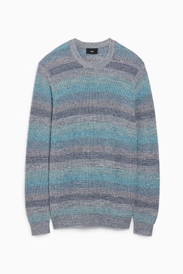 Uomo - Maglione - a righe - blu