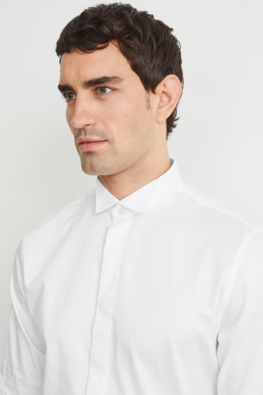 Men - Tuxedo shirt - slim fit - wing collar - easy-iron - white