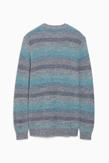 Uomo - Maglione - a righe - blu