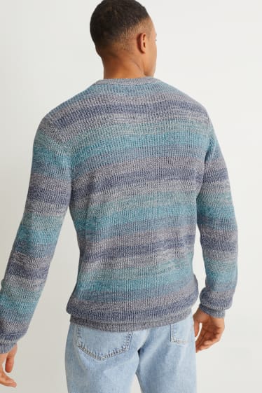 Uomo - Maglione - a righe - blu