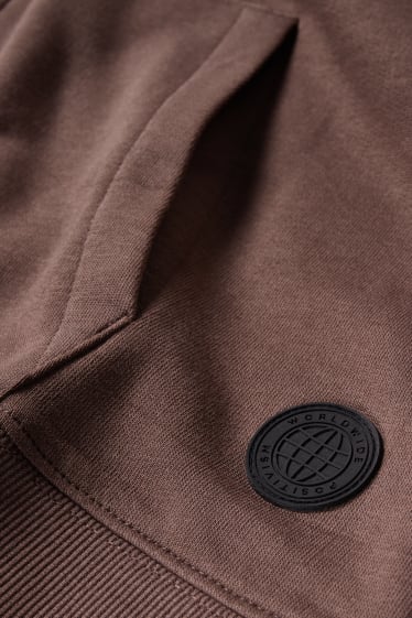 Pánské - Tepláková bunda s kapucí - Barva kávová
