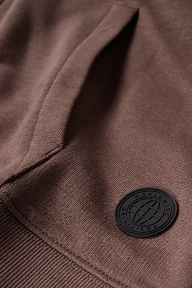 Hombre - Sudadera con cremallera y capucha - Café