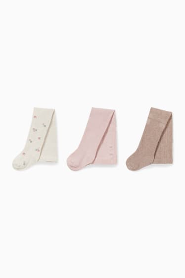 Bébés - Lot de 3 paires - collants bébé - rose