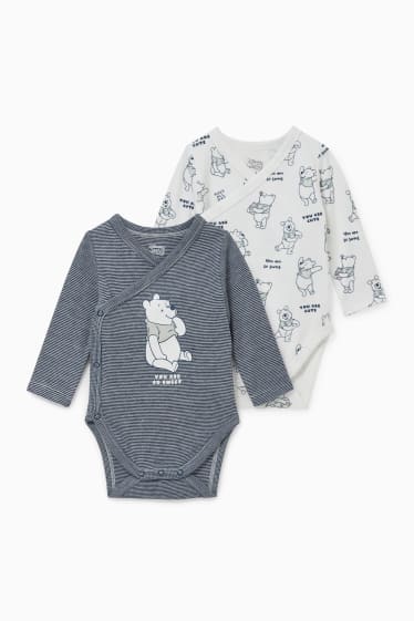 Babys - Set van 2 - Winnie de Poeh - wikkelrompertje - donkerblauw / wit