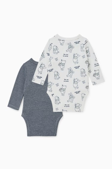 Babys - Set van 2 - Winnie de Poeh - wikkelrompertje - donkerblauw / wit