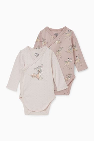 Baby: meisjes - Set van 2 - Bambi - wikkelrompertje - roze