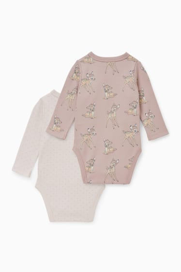 Baby: meisjes - Set van 2 - Bambi - wikkelrompertje - roze