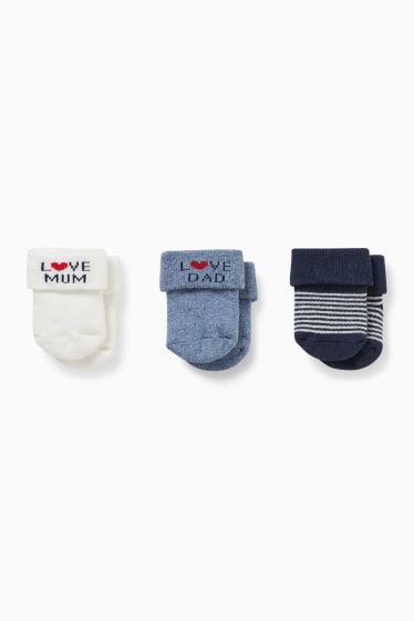 Bebés - Pack de 3 - mamá y papá - calcetines con dibujo para bebé - invierno - blanco