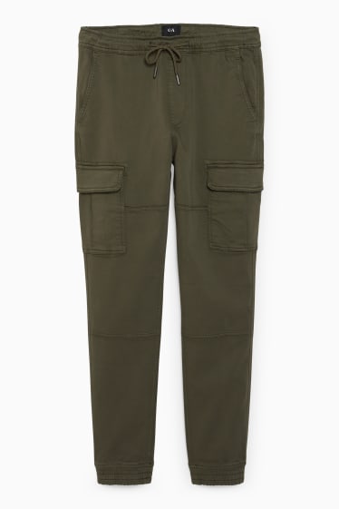 Bărbați - Pantaloni cargo - slim fit - LYCRA® - verde închis