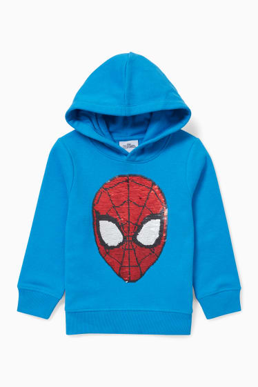 Dzieci - Spider-Man - bluza z kapturem - efekt połysku - niebieski