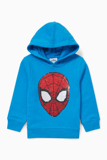 Niños: niños - Spider-Man - sudadera con capucha - con brillos - azul