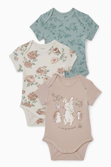 Bebés niñas - Pack de 3 - bodies para bebé - blanco / beis