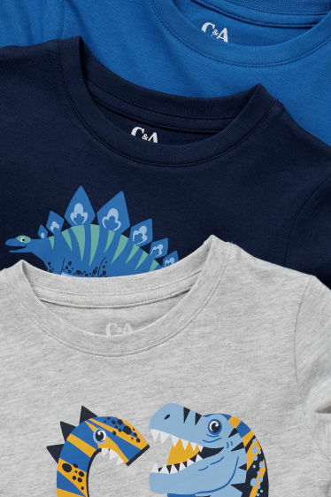 Nen - Paquet de 3 - dinosaure - samarreta de màniga llarga - blau fosc