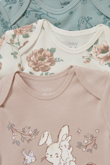 Bebés niñas - Pack de 3 - bodies para bebé - blanco / beis