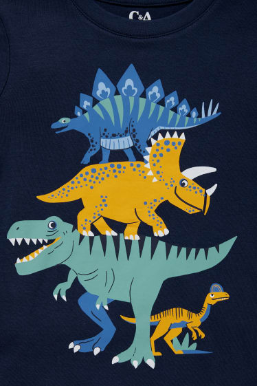 Bambini - Confezione da 3 - dinosauri - maglia a maniche lunghe - blu scuro